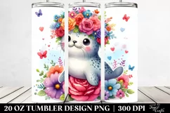 Cute Seal with Flower Crown | 20 oz Tumbler Product Image 2