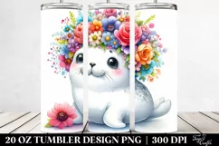 Cute Seal with Flower Crown | 20 oz Tumbler Product Image 2