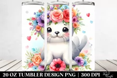 Cute Seal with Flower Crown | 20 oz Tumbler Product Image 2