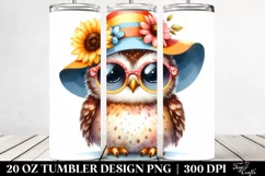Colorful Cute Baby Owl with Sunglasses and Sun Hat | 20 Oz Product Image 2