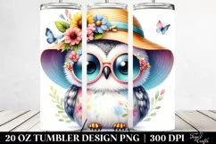 Colorful Cute Baby Owl with Sunglasses and Sun Hat | 20 Oz Product Image 2