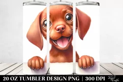 Funny Watercolor Vizsla Looking Over Paper | 20 Oz Tumbler Product Image 2