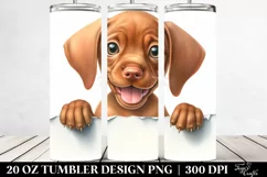 Funny Watercolor Vizsla Looking Over Paper | 20 Oz Tumbler Product Image 2