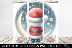 Cute Pastel Digital Painting with Santa Sitting on Moon | 20 Product Image 2