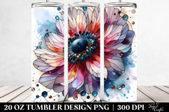 Stained Anemone, Round Watercolor Splash | 20 Oz Tumbler Product Image 2
