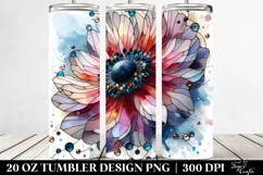 Stained Anemone, Round Watercolor Splash | 20 Oz Tumbler Product Image 2