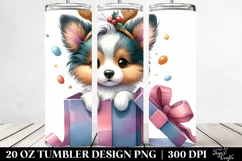 Enthusiastic Baby Collie with Reindeer Horns 20 Oz Tumbler Product Image 2