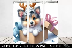 Enthusiastic Baby Collie with Reindeer Horns 20 Oz Tumbler Product Image 2