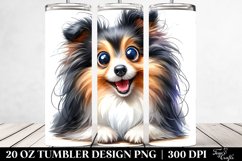 Funny Watercolor Shetland Sheepdog with Popping Eyes | 20 Oz Product Image 2