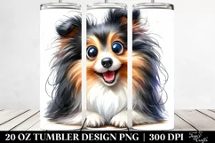 Funny Watercolor Shetland Sheepdog with Popping Eyes | 20 Oz Product Image 2