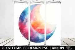Colorful Watercolor Moon 20 Oz Tumbler Product Image 2