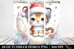 Cute Baby Tiger on Moon 20 Oz Tumbler Product Image 2