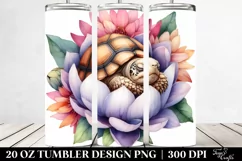 Watercolor Turtle Sleeping Flower Tumbler Product Image 2