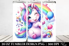 Cute Funny Unicorn Drawing | 20 oz Tumbler Product Image 2