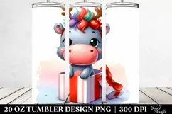 Pastel Hippo with Reindeer Horns 20 Oz Tumbler Product Image 2