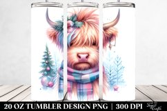 Expressive Highland Cow in Winter Attire, Transparent 20 Oz Product Image 2