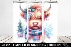 Expressive Highland Cow in Winter Attire, Transparent 20 Oz Product Image 2