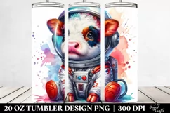 Colorful Astronaut Cow. 20 Oz Tumbler Design Product Image 2