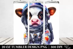 Colorful Astronaut Cow. 20 Oz Tumbler Design Product Image 2
