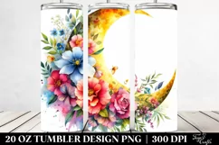Vibrant Flowers and Half Moon Drawing | 20 oz Tumbler Product Image 2