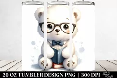 Cute Baby Polar Bear on Book | 20 oz Tumbler Product Image 2
