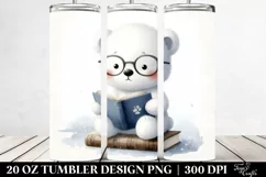 Cute Baby Polar Bear on Book | 20 oz Tumbler Product Image 2