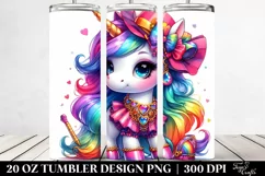 Cute Unicorn Drawing | 20 oz Tumbler Product Image 2