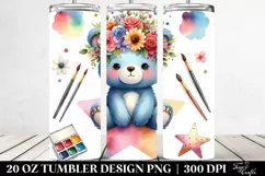Cartoon Bear Flower Crown 20 Oz Tumbler Product Image 2