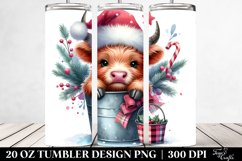 Cute Highland Cow with Christmas Branches, 20 Oz Tumbler Product Image 2