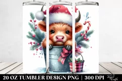 Cute Highland Cow with Christmas Branches, 20 Oz Tumbler Product Image 2