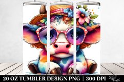 Colorful Layered Watercolor Baby Cow Tumbler Product Image 2