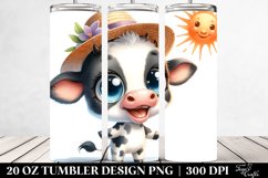 Watercolor Baby Cow Big Eyes Sun Hat | 20 Oz Tumbler Product Image 2