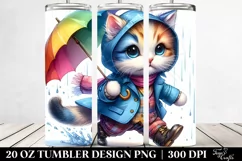 Proud Baby Cat with Raincoat and Umbrella 20 Oz Tumbler Product Image 2