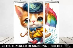 Proud Baby Cat with Raincoat and Umbrella 20 Oz Tumbler Product Image 2