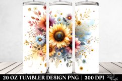Colorful Watercolor with Sunflower | 20 oz Tumbler Product Image 2