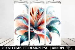 Glossy Lily Watercolor Splash | 20 Oz Tumbler Product Image 2