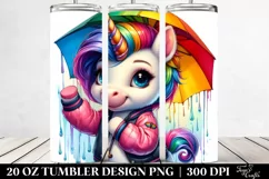 Cute Baby Unicorn Raincoat Pose | 20 oz Tumbler Product Image 2