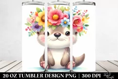 Watercolor Otter Flower Crown 20 Oz Tumbler Product Image 2