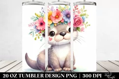 Watercolor Otter Flower Crown 20 Oz Tumbler Product Image 2