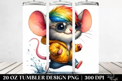 Cute Baby Mouse Running Raincoat | 20 oz Tumbler Product Image 2