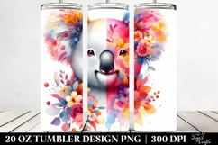 Vibrant Koala Flowers. 20 Oz Tumbler Design Product Image 2