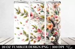 Watercolor Tumbling Spring Petals | 20 Oz Tumbler Product Image 2