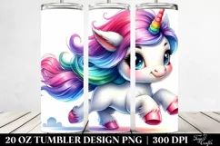 Cute Running Unicorn Drawing | 20 oz Tumbler Product Image 2