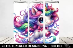 Cute Running Unicorn Drawing | 20 oz Tumbler Product Image 2
