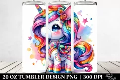 Cute Unicorn Drawing | 20 oz Tumbler Product Image 2