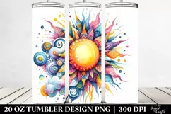 Colorful Whimsical Vibrant Sun Watercolor | 20 Oz Tumbler Product Image 2