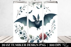 Watercolor Low Detail Simple Bat Clipart | 20 Oz Tumbler Product Image 2