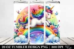 Colorful Rainbow Unicorn. 20 Oz Tumbler Design Product Image 2