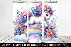 Colorful Rainbow Unicorn. 20 Oz Tumbler Design Product Image 2