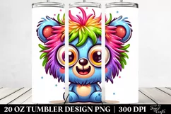 Cute Colorful Cartoon Crazy Small Baby Bear | 20 Oz Tumbler Product Image 2